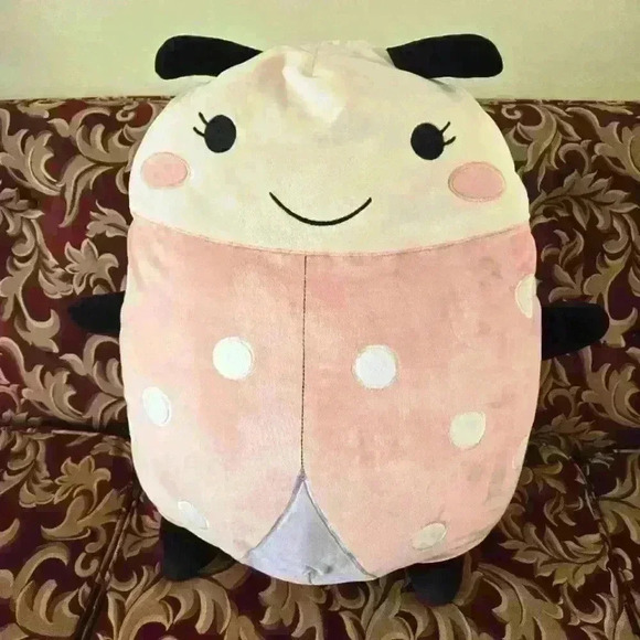 Big pink LadyBug Squishy Throw Pillow - Picture 4 of 4